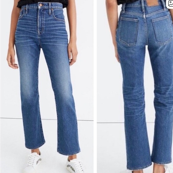 Madewell Denim - Madewell Cali Demi Boot Jeans Cropped Size‎ 24 High Rise Medium Wash Frayed Hem